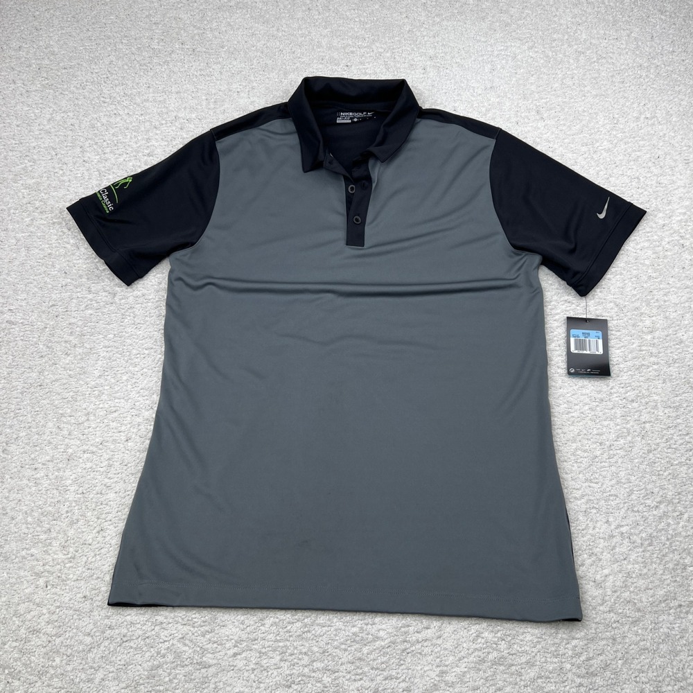 Nike Golf Dri-FIT Polo Shirt M Table Mountain Fresno Gray Black Colorblock NWT